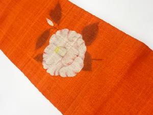 リサイクル　手織り真綿紬手描き椿模様名古屋帯